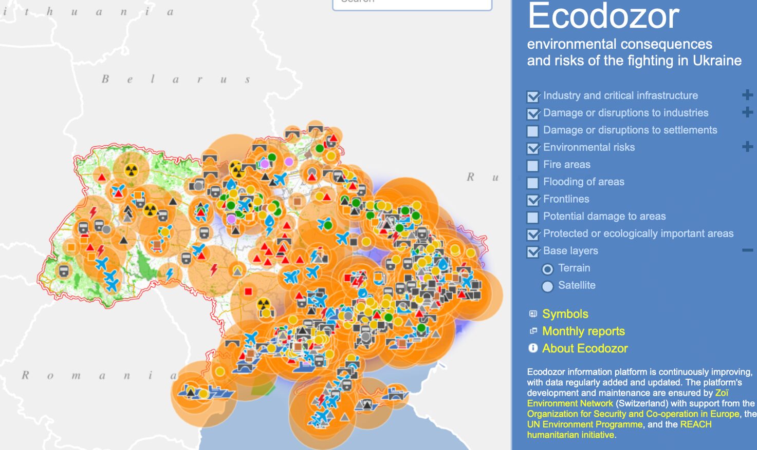 ucraina ecocidio La piattaforma Ecodozor per la mappatura delle conseguenze e dei rischi ambientali dei combattimenti in Ucraina